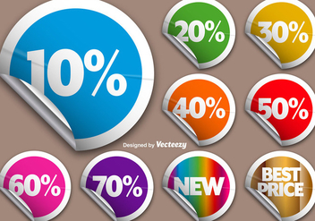 Vector Set Of Colorful Rounded Promotional Stickers - Kostenloses vector #386833